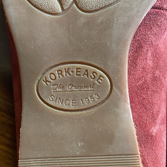 Kork-Ease Womens Size 7 Pisa Dark Red Suede Slip On Penny Loafers Shoes - Picture 7 of 8